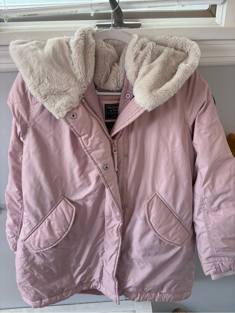 Abercrombie & Fitch Pink Faux-Fur Lined Puffer Parka